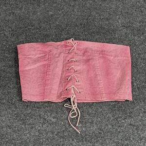 Studio F Corset Top Womens Large Pink Lace Up Strapless Made in USA Glitter
